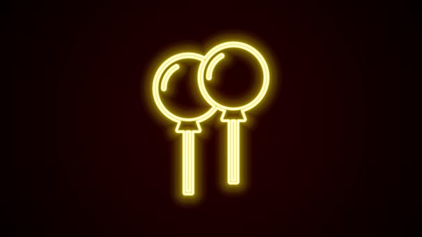 Glowing neon line Balloons with ribbon icon isolated on black background. 4K Video motion graphic animation — Stock Video