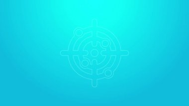 Pembe çizgi, hedef spor ikonu mavi arka planda izole edildi. Atış mesafesi ya da atış mesafesi için sayıları olan temiz bir hedef. 4K Video hareketli grafik canlandırması