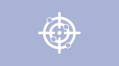 Beyaz Hedef spor simgesi mor arka planda izole edildi. Atış mesafesi ya da atış mesafesi için sayıları olan temiz bir hedef. 4K Video hareketli grafik canlandırması