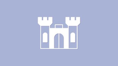 Beyaz Kale simgesi mor arkaplanda izole edilmiş. 4K Video hareketli grafik canlandırması