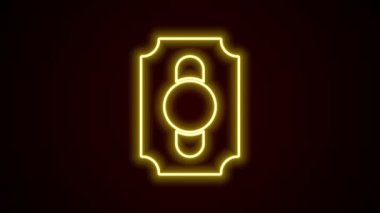 Parlayan neon hattı sirk bileti simgesi siyah arka planda izole edildi. Eğlence parkı. 4K Video hareketli grafik canlandırması