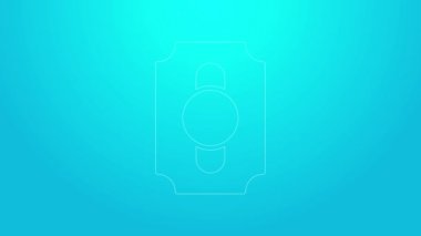 Pembe çizgi sirk bileti ikonu mavi arka planda izole edildi. Eğlence parkı. 4K Video hareketli grafik canlandırması