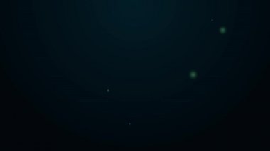 Parlayan neon hattı sihirli değnek simgesi siyah arkaplanda izole edildi. Yıldız şeklinde sihirli aksesuar. Sihirli güç. 4K Video hareketli grafik canlandırması