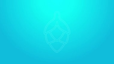 Pembe çizgi Hop simgesi mavi arkaplanda izole edildi. 4K Video hareketli grafik canlandırması