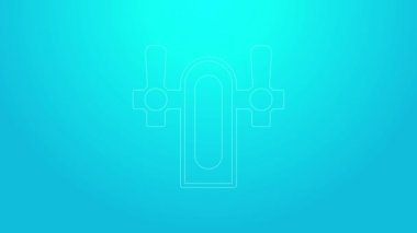 Pembe çizgi bira ikonu mavi arkaplanda izole edildi. 4K Video hareketli grafik canlandırması