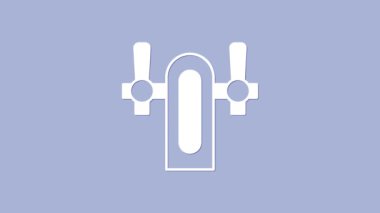 Mor arkaplanda beyaz bira ikonu izole edildi. 4K Video hareketli grafik canlandırması