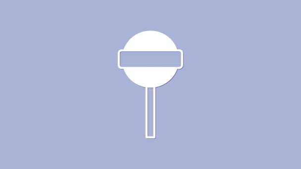 Witte Lollipop pictogram geïsoleerd op paarse achtergrond. Eten, heerlijk symbool. 4K Video motion grafische animatie — Stockvideo