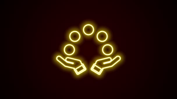 Glödande neon linje Jonglerande boll ikon isolerad på svart bakgrund. 4K Video motion grafisk animation — Stockvideo