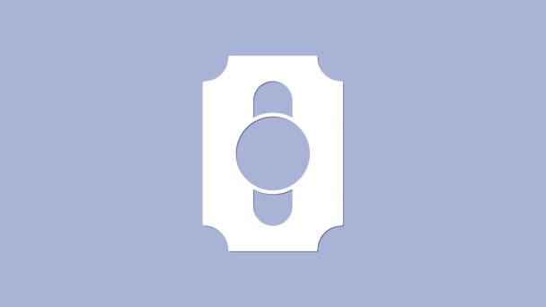 White Circus Ticket-Symbol isoliert auf violettem Hintergrund. Freizeitpark. 4K Video Motion Grafik Animation — Stockvideo