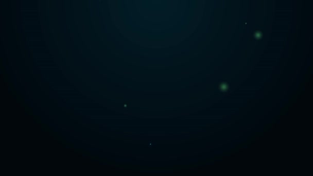 Linea neon incandescente icona bacchetta magica isolata su sfondo nero. Accessori magici a forma di stella. Potere magico. Animazione grafica 4K Video motion — Video Stock