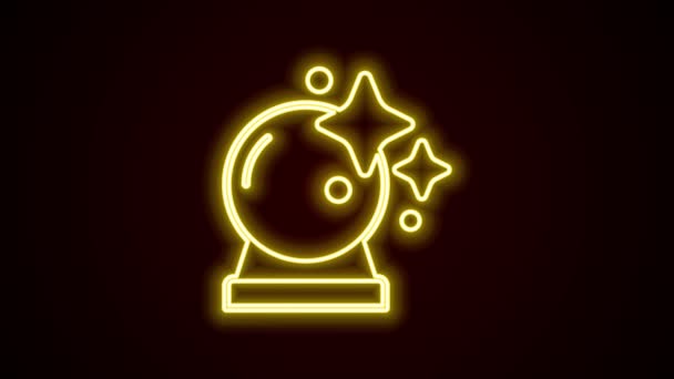 Świecąca neonowa linia Magiczna ikona kuli odizolowana na czarnym tle. Kryształowa kula. 4K Animacja graficzna ruchu wideo — Wideo stockowe