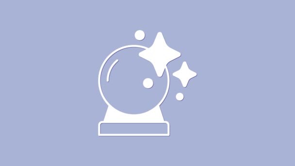 Mor arkaplanda izole edilmiş beyaz sihirli top ikonu. Kristal küre. 4K Video hareketli grafik canlandırması — Stok video