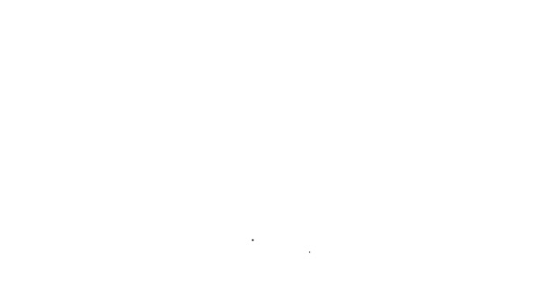 黒いライン白い背景に孤立木製のバレルアイコン。アルコール樽、飲料容器、ビール用の木製の樽、ウイスキー、ワイン。4Kビデオモーショングラフィックアニメーション — ストック動画