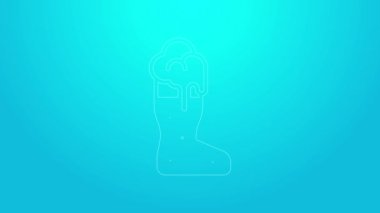 Mavi arka planda izole edilmiş pembe çizgili Boot bira ikonu. 4K Video hareketli grafik canlandırması