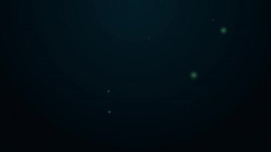 Siyah zemin üzerinde cam ikon olan parlak neon çizgili bira musluğu. 4K Video hareketli grafik canlandırması