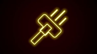 Parlayan neon hattı elektrik süpürgesi ikonu siyah arkaplanda izole edildi. 4K Video hareketli grafik canlandırması
