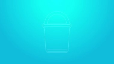 Mavi arkaplanda pembe çizgi Bucket simgesi izole edildi. 4K Video hareketli grafik canlandırması
