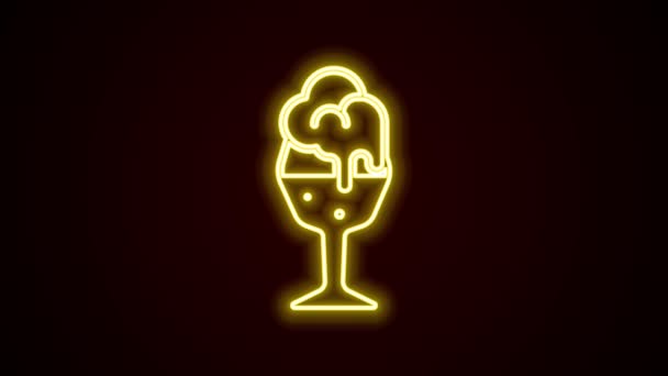 Glowing neon line Glass of beer icon isolated on black background. 4K Video motion graphic animation — Stock Video