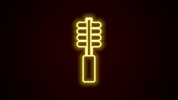 Glowing neon line Toilet brush icon isolated on black background. Cleaning service concept. 4K Video motion graphic animation — Stock Video