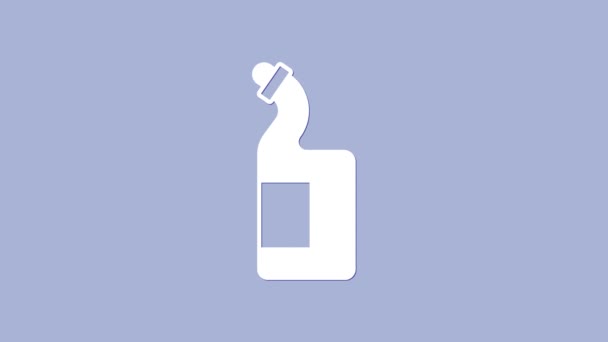 Λευκό Dishwashing υγρό μπουκάλι εικονίδιο απομονώνονται σε μωβ φόντο. Υγρό απορρυπαντικό για πλύσιμο πιάτων. 4K Γραφική κίνηση κίνησης βίντεο — Αρχείο Βίντεο