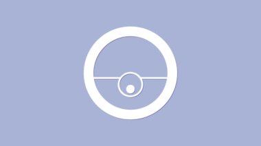 Beyaz Robot elektrikli süpürge ikonu mor arka planda izole edildi. Otomatik süpürme için ev aletleri, ev temizliği için dijital cihazlar. 4K Video hareketli grafik canlandırması