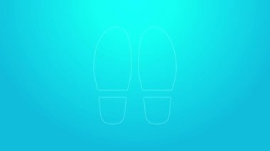 Pembe Çizgili Adımlar simgesi mavi arkaplanda izole edildi. Dedektif araştırıyor. Ayak izlerini takip etmek için. 4K Video hareketli grafik canlandırması