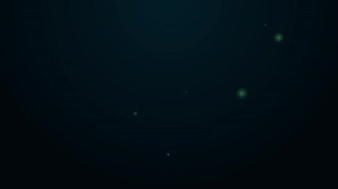 Parlayan neon hattı polis rozeti ikonu siyah arka planda izole edildi. Şerif rozeti. 4K Video hareketli grafik canlandırması