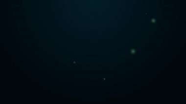 Parlayan neon hattı güvenlik gözlüğü gözlüğü simgesi siyah arkaplanda izole edildi. 4K Video hareketli grafik canlandırması