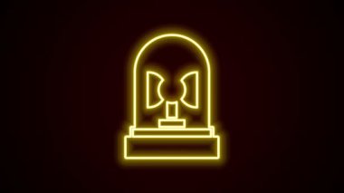 Parlayan neon hattı, siyah arkaplanda izole edilmiş bir siren ikonu. Acil durum sireni. 4K Video hareketli grafik canlandırması