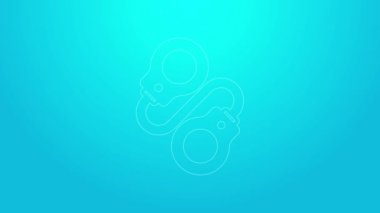 Mavi arka planda pembe çizgili kelepçe simgesi var. 4K Video hareketli grafik canlandırması