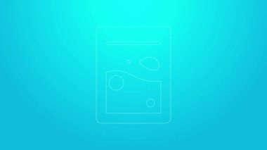 Mavi arka planda izole edilmiş pembe çizgili plastik torba uyuşturucu ikonu. Sağlık tehlikesi. 4K Video hareketli grafik canlandırması