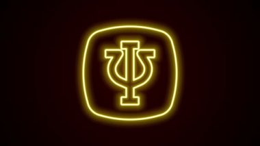 Parlayan neon hattı psikoloji ikonu siyah arkaplanda izole edildi. Psi sembolü. Akıl sağlığı konsepti, psikanaliz analizi ve psikoterapi. 4K Video hareketli grafik canlandırması