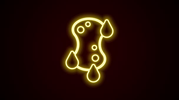 Glödande neon linje Svamp ikon isolerad på svart bakgrund. Wisp of bast för disken. Städtjänstens logotyp. 4K Video motion grafisk animation — Stockvideo