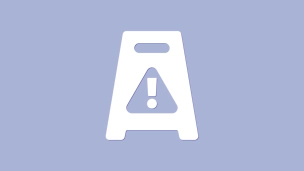 Weißer Nassboden und laufende Reinigungsarbeiten auf violettem Hintergrund. Reinigungsdienstkonzept. 4K Video Motion Grafik Animation — Stockvideo