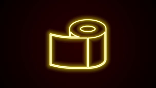 Glowing neon line Toilet paper roll icon isolated on black background. 4K Video motion graphic animation — Stock Video