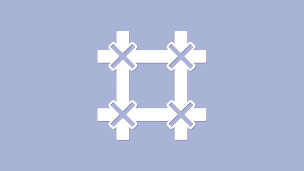 Icono de ventana de la prisión blanca aislado sobre fondo púrpura. Animación gráfica de vídeo 4K — Vídeos de Stock