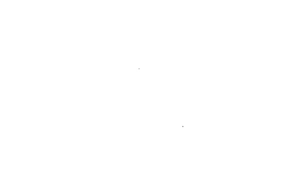 Línea negra Icono de escudo de asalto policial aislado sobre fondo blanco. Animación gráfica de vídeo 4K — Vídeos de Stock