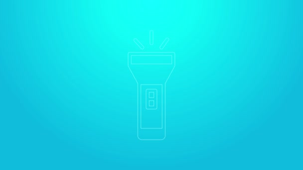 Růžová čára Baterka ikona izolované na modrém pozadí. Grafická animace pohybu videa 4K — Stock video