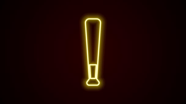 Glowing neon line Baseball bat icon isolated on black background. 4K Video motion graphic animation — Stock Video