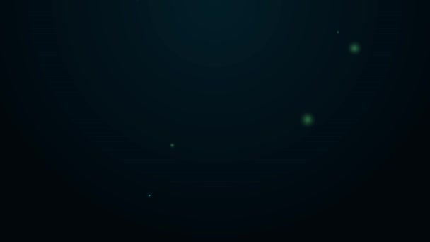 Светящаяся неоновая линия Значок телескопической дубинки изолирован на черном фоне. Видеографическая анимация 4K — стоковое видео