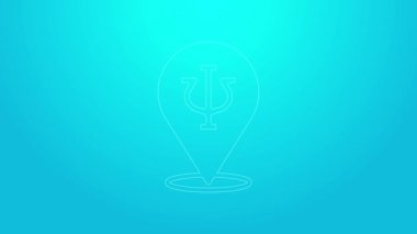 Pembe çizgi psikoloji ikonu mavi arka planda izole edilmiş. Psi sembolü. Akıl sağlığı konsepti, psikanaliz analizi ve psikoterapi. 4K Video hareketli grafik canlandırması