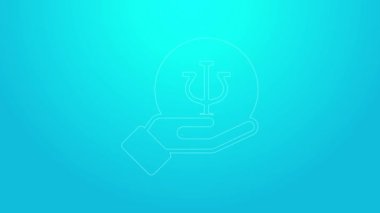 Pembe çizgi psikoloji ikonu mavi arka planda izole edilmiş. Psi sembolü. Akıl sağlığı konsepti, psikanaliz analizi ve psikoterapi. 4K Video hareketli grafik canlandırması