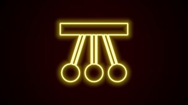 Parlayan neon çizgisi sarkacı simgesi siyah arkaplanda izole edildi. Newtons beşiği. 4K Video hareketli grafik canlandırması