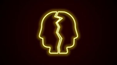 Parlayan neon hattı bipolar bozukluk simgesi siyah arkaplanda izole edildi. 4K Video hareketli grafik canlandırması