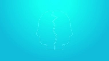 Mavi arka planda pembe çizgi bipolar bozukluk ikonu izole edildi. 4K Video hareketli grafik canlandırması