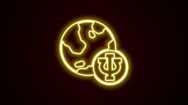 Parlayan neon hattı psikoloji ikonu siyah arkaplanda izole edildi. Psi sembolü. Akıl sağlığı konsepti, psikanaliz analizi ve psikoterapi. 4K Video hareketli grafik canlandırması