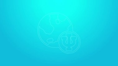 Pembe çizgi psikoloji ikonu mavi arka planda izole edilmiş. Psi sembolü. Akıl sağlığı konsepti, psikanaliz analizi ve psikoterapi. 4K Video hareketli grafik canlandırması