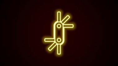 Parlayan neon hattı aracı allen tuşları simgesi siyah arkaplanda izole edildi. 4K Video hareketli grafik canlandırması