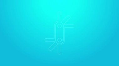 Pembe çizgi Aracı allen tuşları simgesi mavi arkaplanda izole edildi. 4K Video hareketli grafik canlandırması