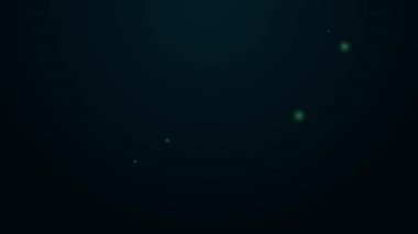 Parlayan neon hattı kaykay parkı simgesi siyah arkaplanda izole edildi. Rampa seti, paten parkı için merdiven. Olağanüstü bir spor. 4K Video hareketli grafik canlandırması